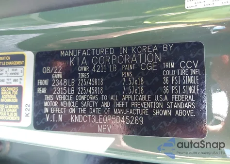 2023 Kia Niro Sx Touring z USA, uszkodzony, nr VIN KNDCT3LE0P5045269